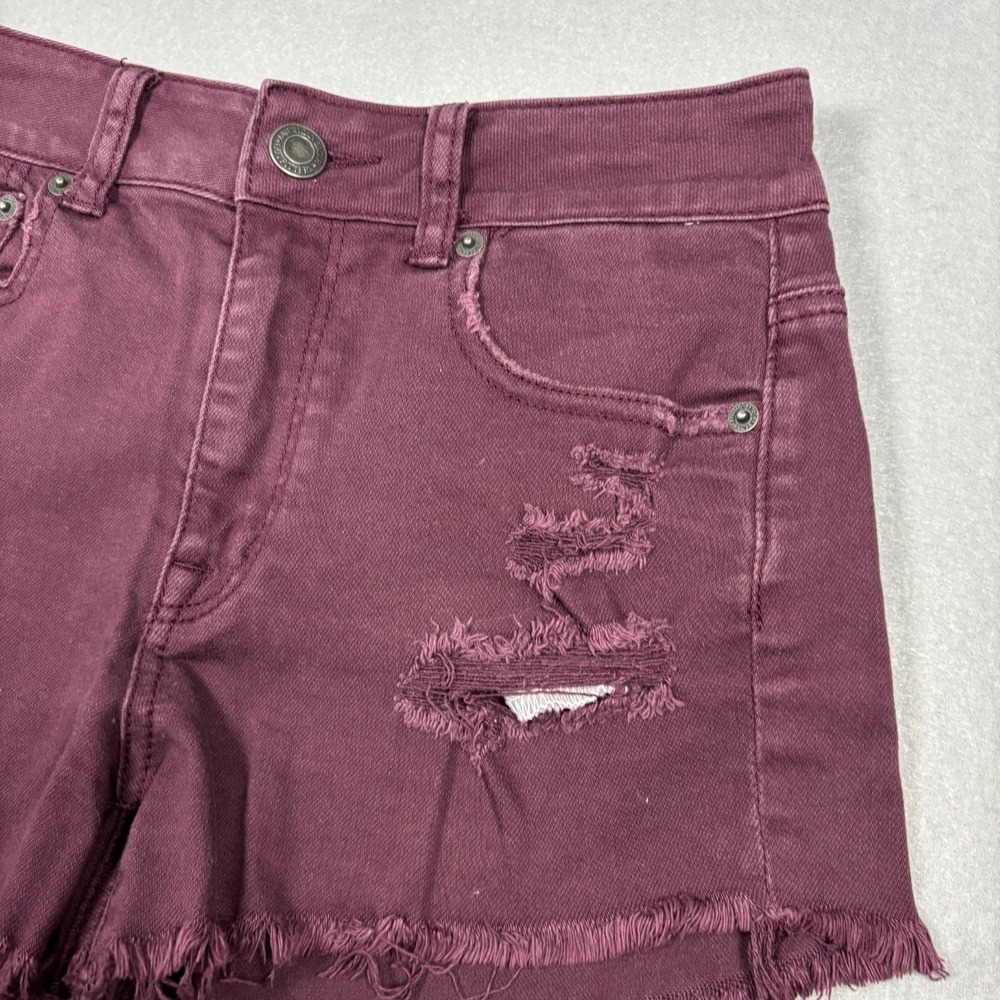 American Eagle Outfitters Cut-off Shorts Women's Size 2 Stretch Burgundy 3" - Picture 8 of 8